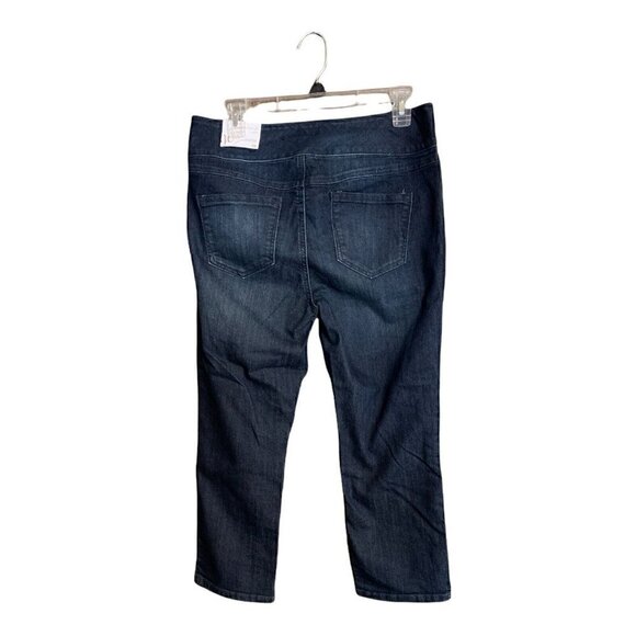 W62 Signature Fit Pull On Stretch Capri Jeans Dk Blue Rinse Size Medium. - Picture 3 of 8
